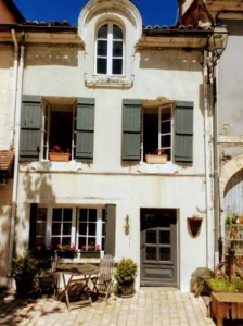 The front of an old building in France