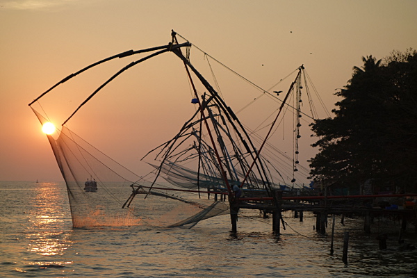 Fishing nets in the sunset